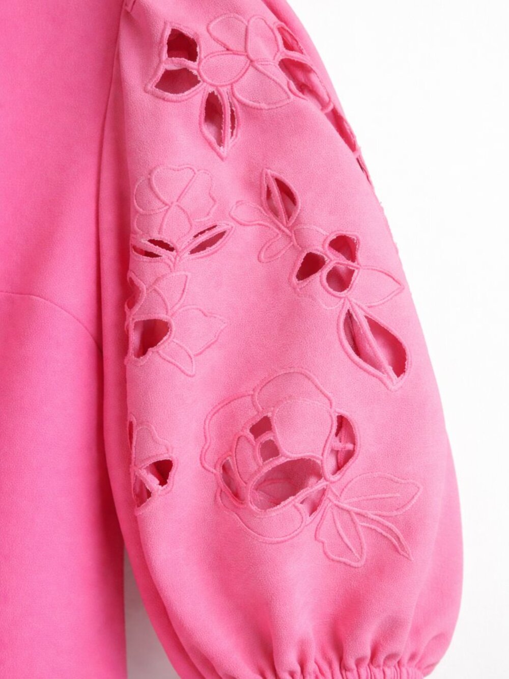 Hot Pink Statement Mini Dress Vince Camuto Eyelet Sleeve NWT - Picture 6 of 11